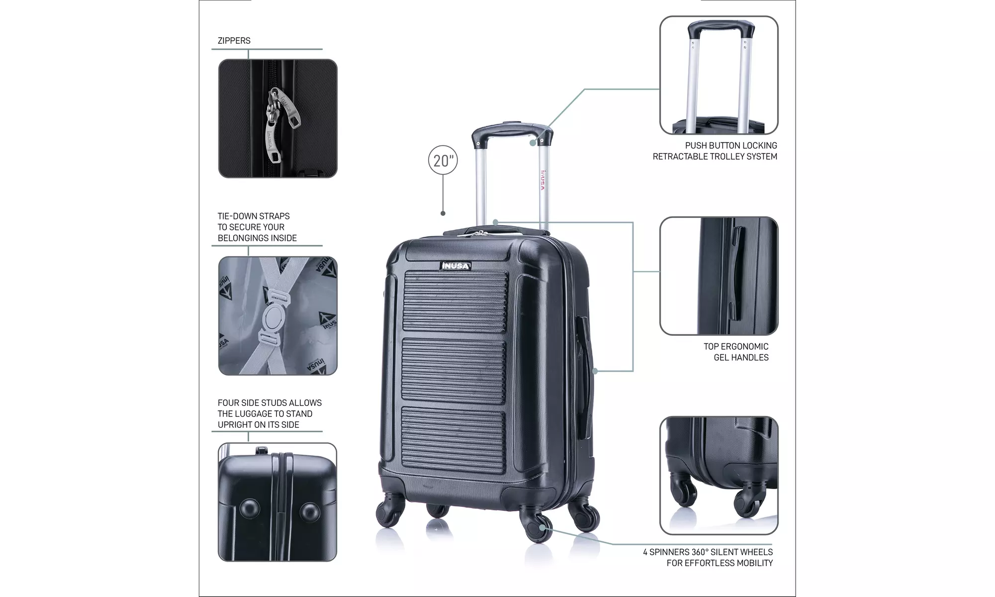 InUSA Pilot Lightweight Hardside Spinner Luggage