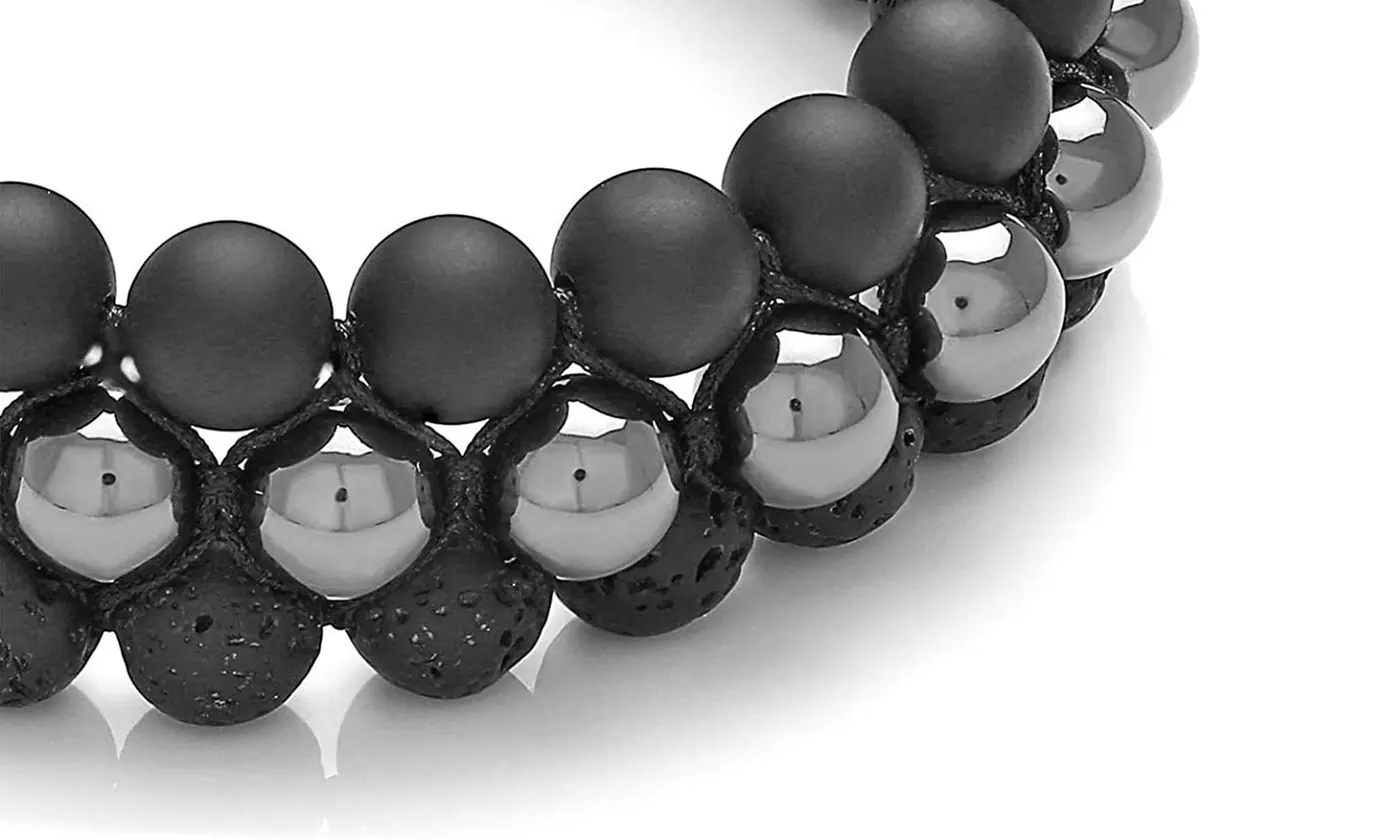 Adjustable Chakra Natural Tigers Eye Gemstone Onyx Charm Bracelet