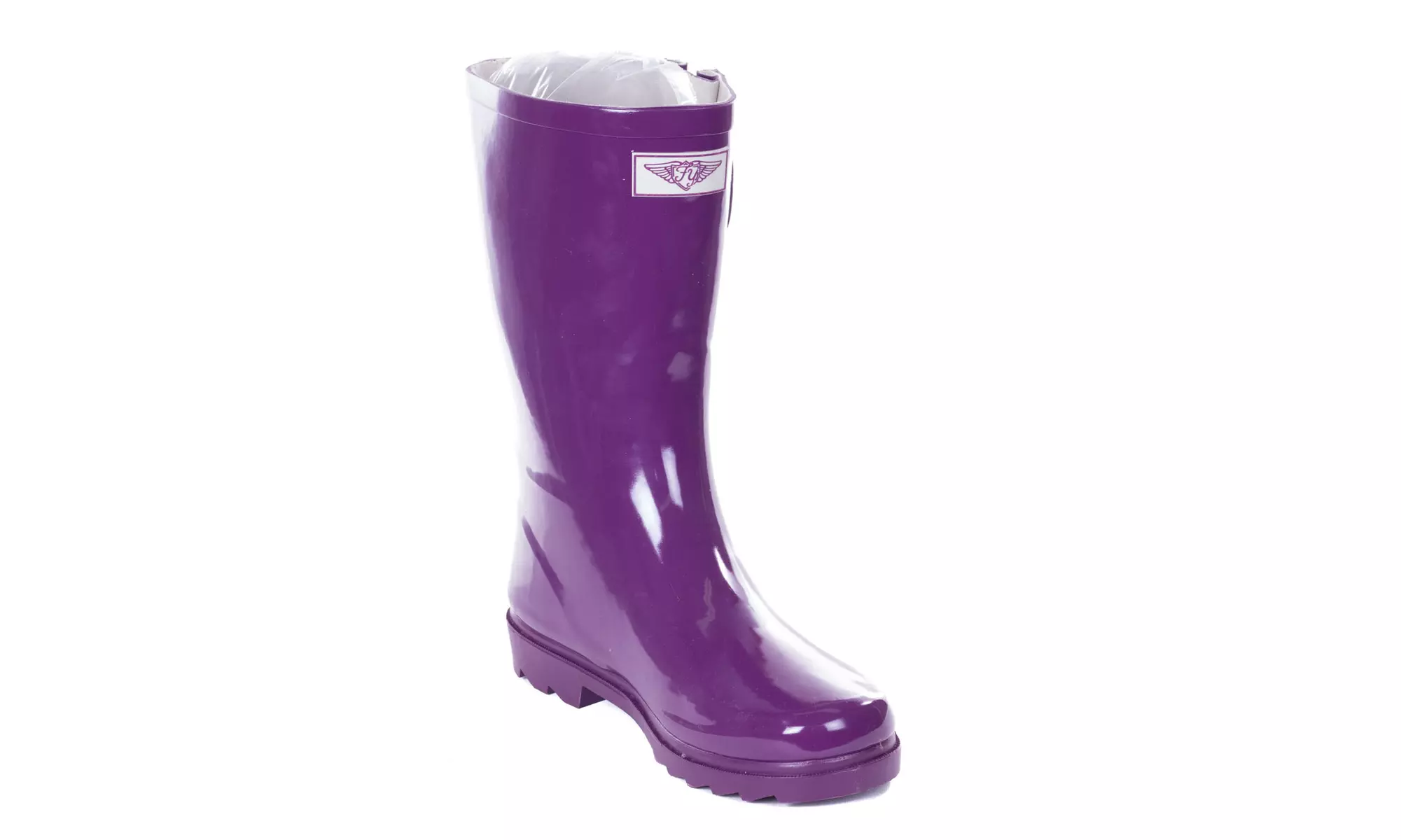 Women Purple Mid-Calf Rubber Rain Boots,   - Primary Image
