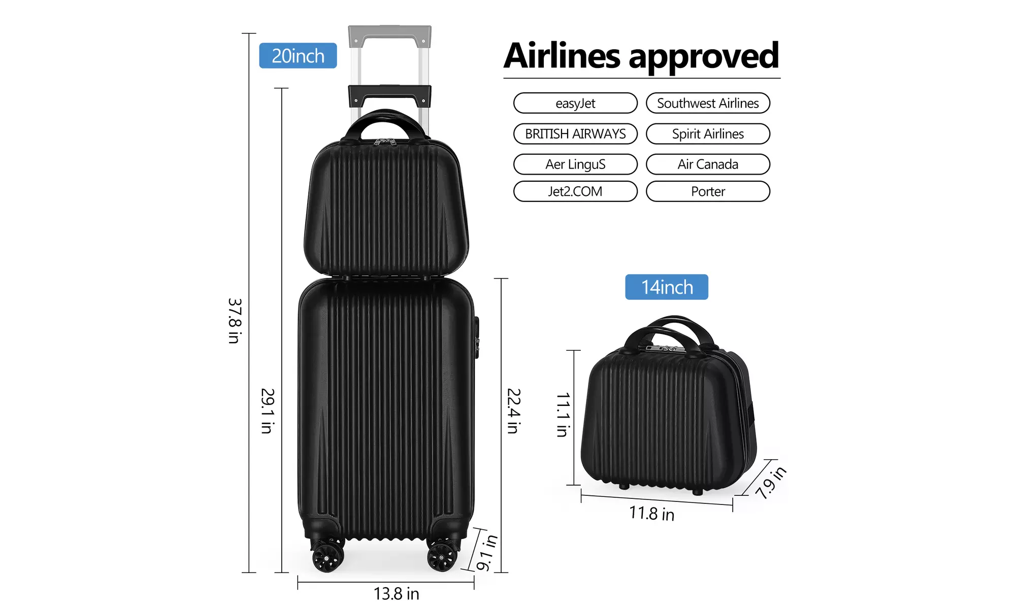 Dual Spinner Hard-Sided Carry-On Two-Piece Luggage Set