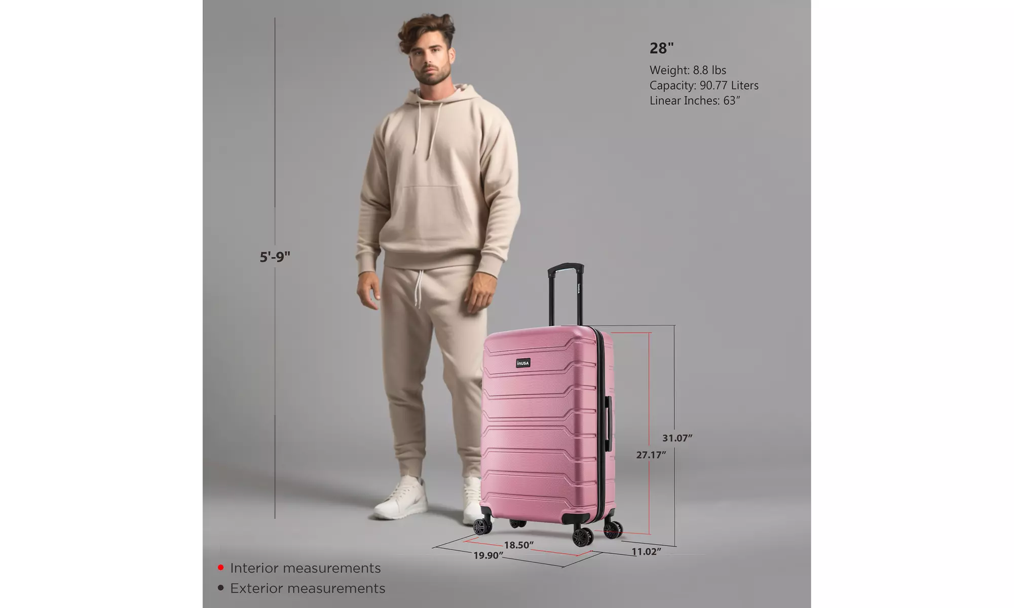 InUSA Trend lightweight hardside spinner luggage 20'', 24", 28" 