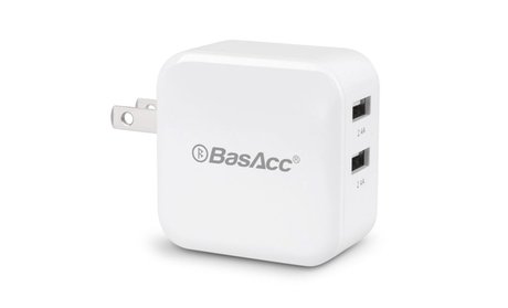 BasAcc 4.8A,24W Dual USB Ports ACWall Charger with Plug for Smartphone