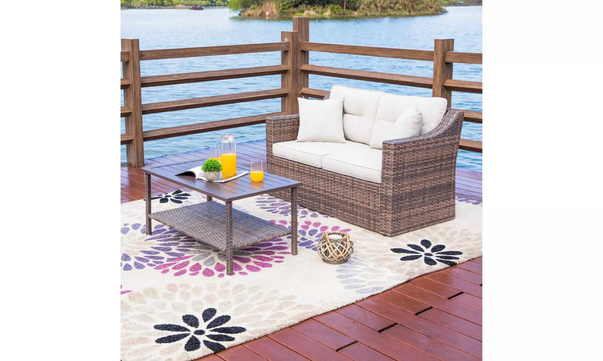 2-Piece Outdoor Loveseat Coffee Table Set - Primary Image
