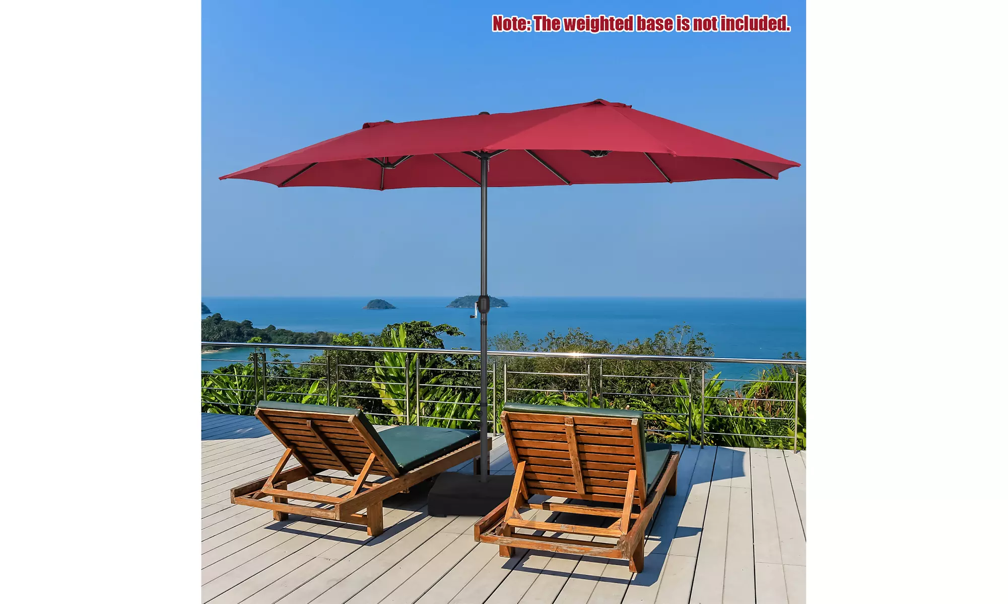 Costway 15FT Patio Double-Sided Umbrella Crank Outdoor Garden Market Sun Shade
