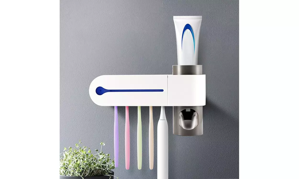3 in 1 Ultraviolet Toothbrush Sterilizer, Holder, Automatic Toothpaste Dispenser - Primary Image