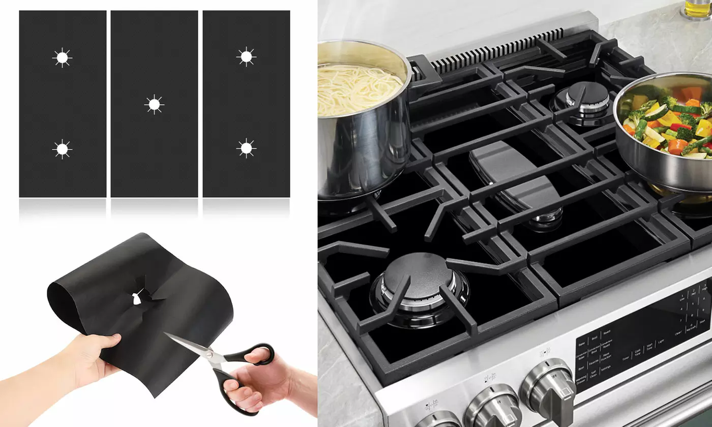 3Pcs/Set Reusable Gas Range Stove Burner Protectors Non Stick Washable Liners