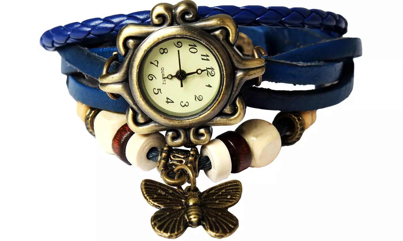 Women's Vintage Bohemian Vegan Leather Watch  (Charm And Color Choices)