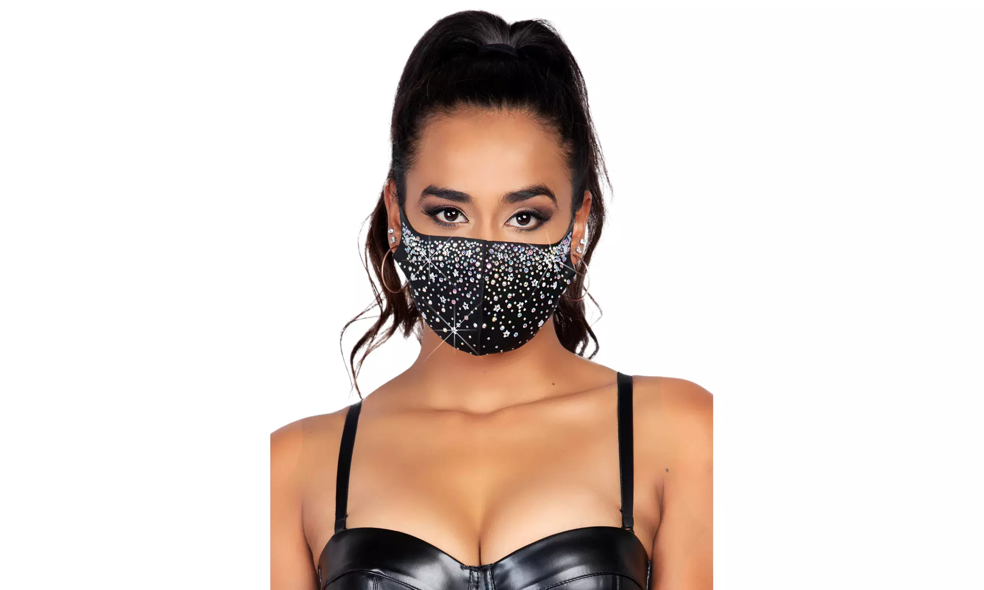 Leg Avenue Rhinestone Fashion Reusable Face Mask - Second Medium