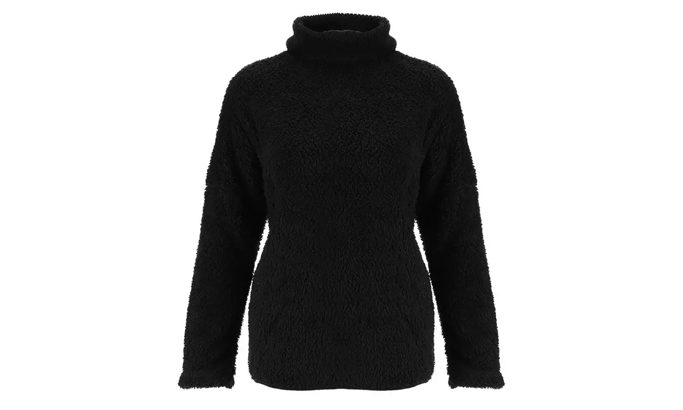 Women's Fuzzy Fleece Oversized Loose Turtleneck Sherpa