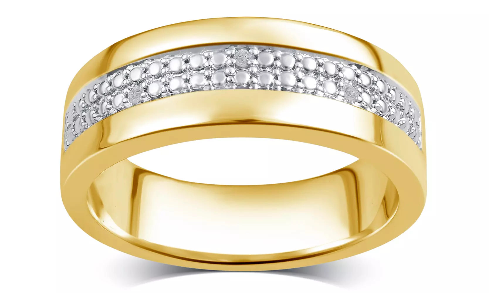 18K Gold Plated Diamond Accent Men's Ring by Brilliant Diamond - Second Medium