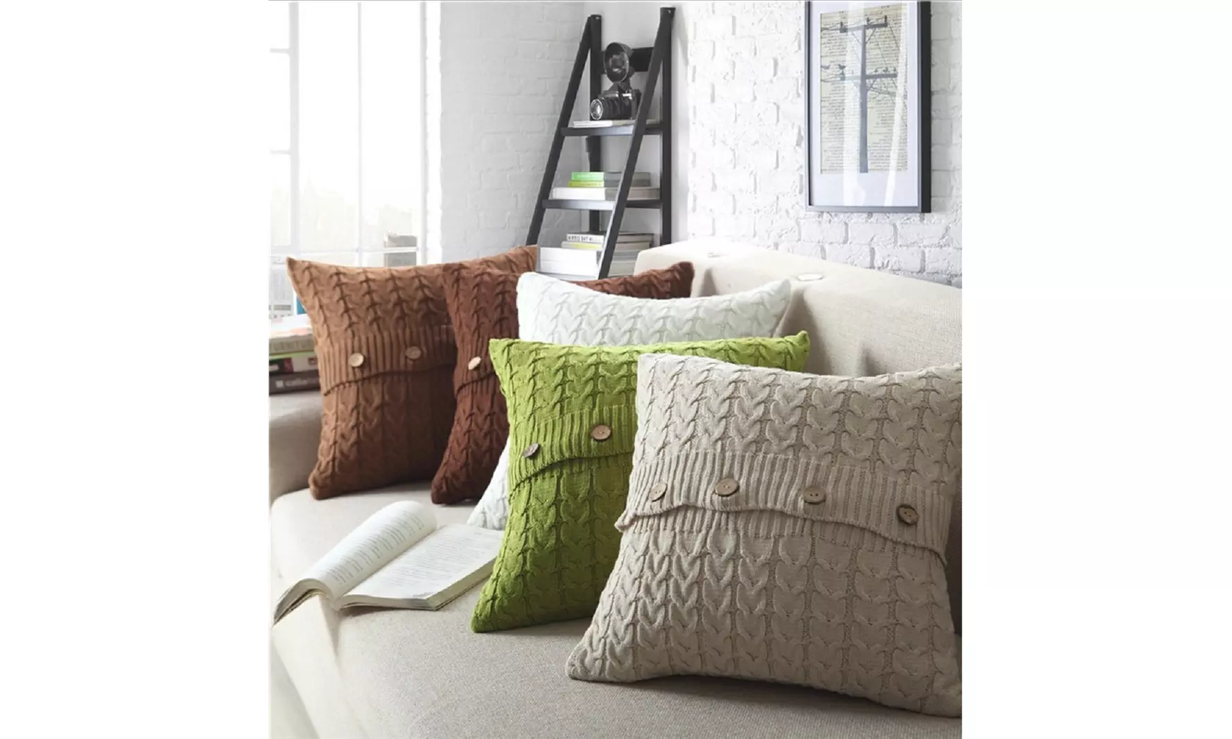 Decorative Cotton Knitted Pillow Case Throw Pillow Covers 18" X 18" (Cover Only) - Primary Image