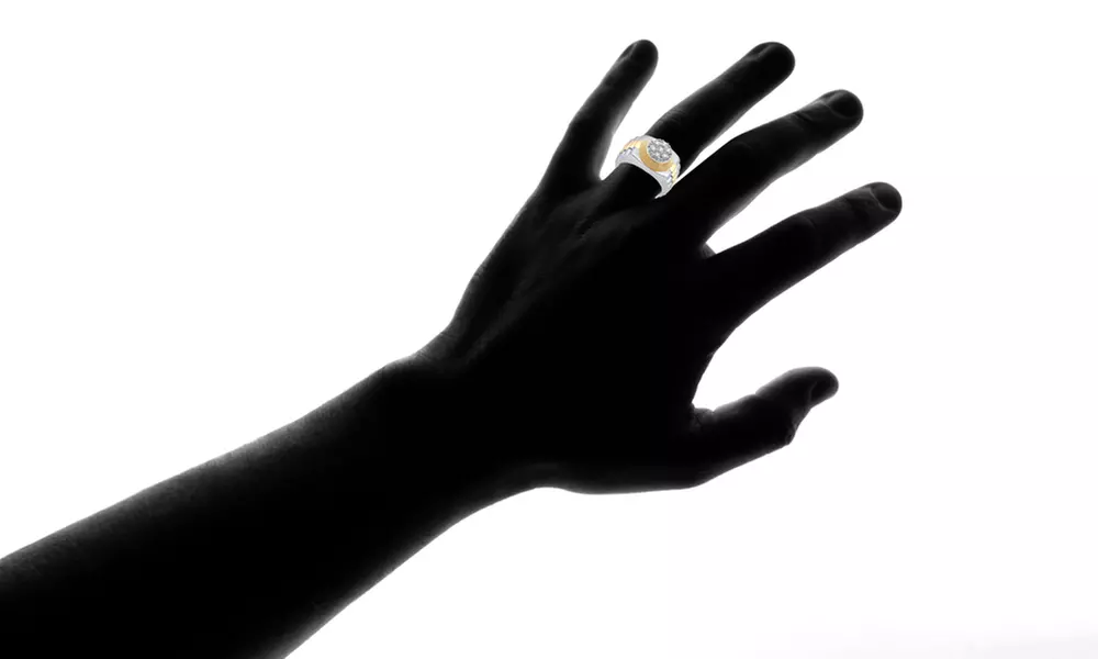 1/4 CTTW Diamond Blossom Mens Ring In Sterling Silver With Yellow Plated - Second Medium