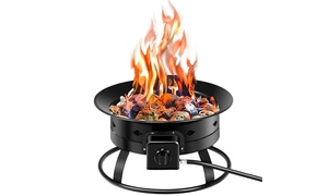 Costway Portable Fire Pit Outdoor 58,000 BTU Propane Patio Lava Rocks 