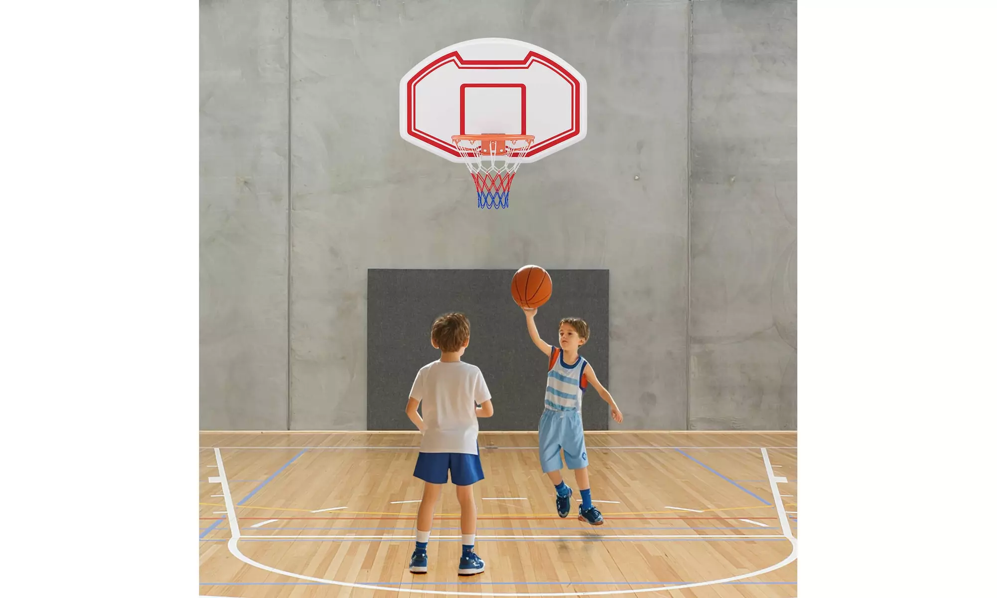 Costway Wall-Mounted Basketball Hoop with Shatter-Proof Backboard