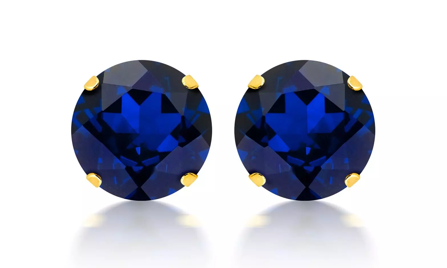 10K Yellow Gold Created 2CTW Blue Sapphire Earrings With Gift Box By MUIBLU Gems