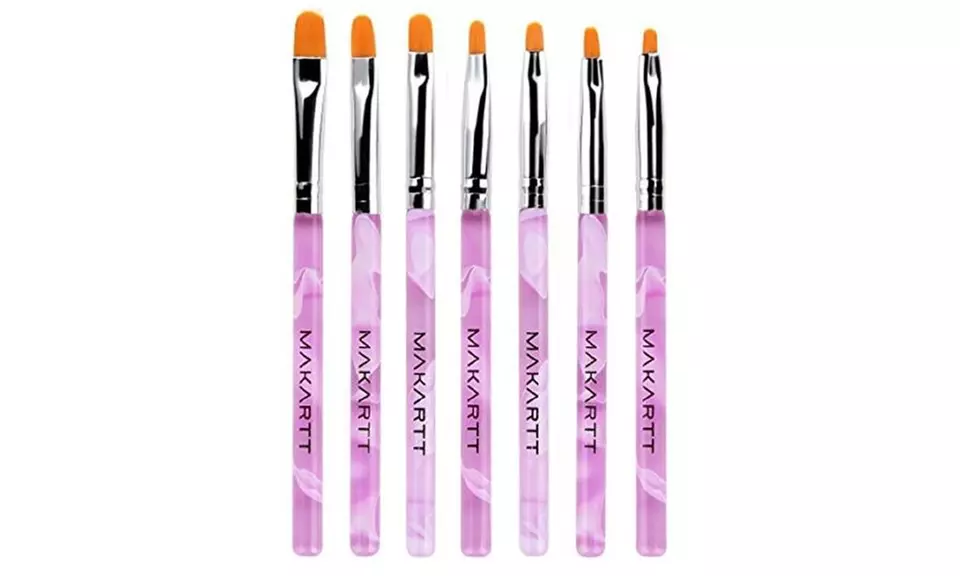 7Pcs Acrylic Nail Art Pen Tips UV Builder Gel Painting Brush Manicure Set - Primary Image