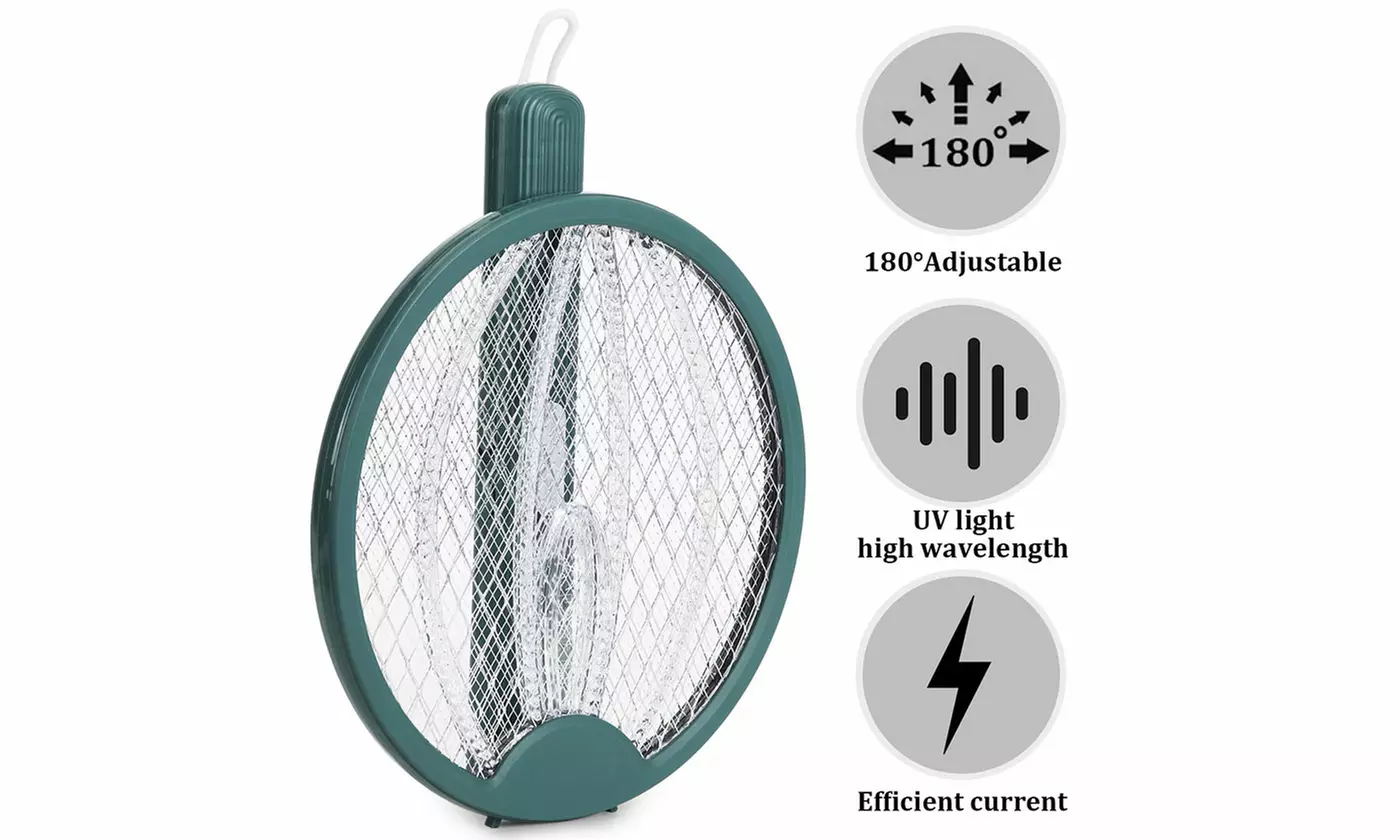 Rechargeable Foldable Electric Fly Swatter Racket Mosquito Trap Ultraviolet Lamp