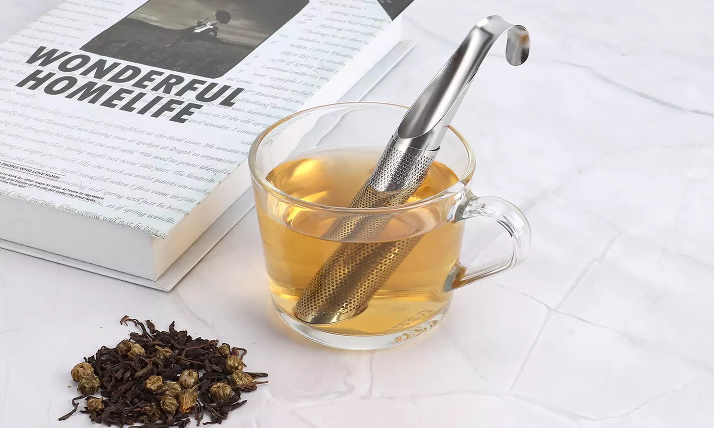 2Pcs Long-Handle Stainless Steel Tea Infuser Filter Stick Pipe Tea Strainer