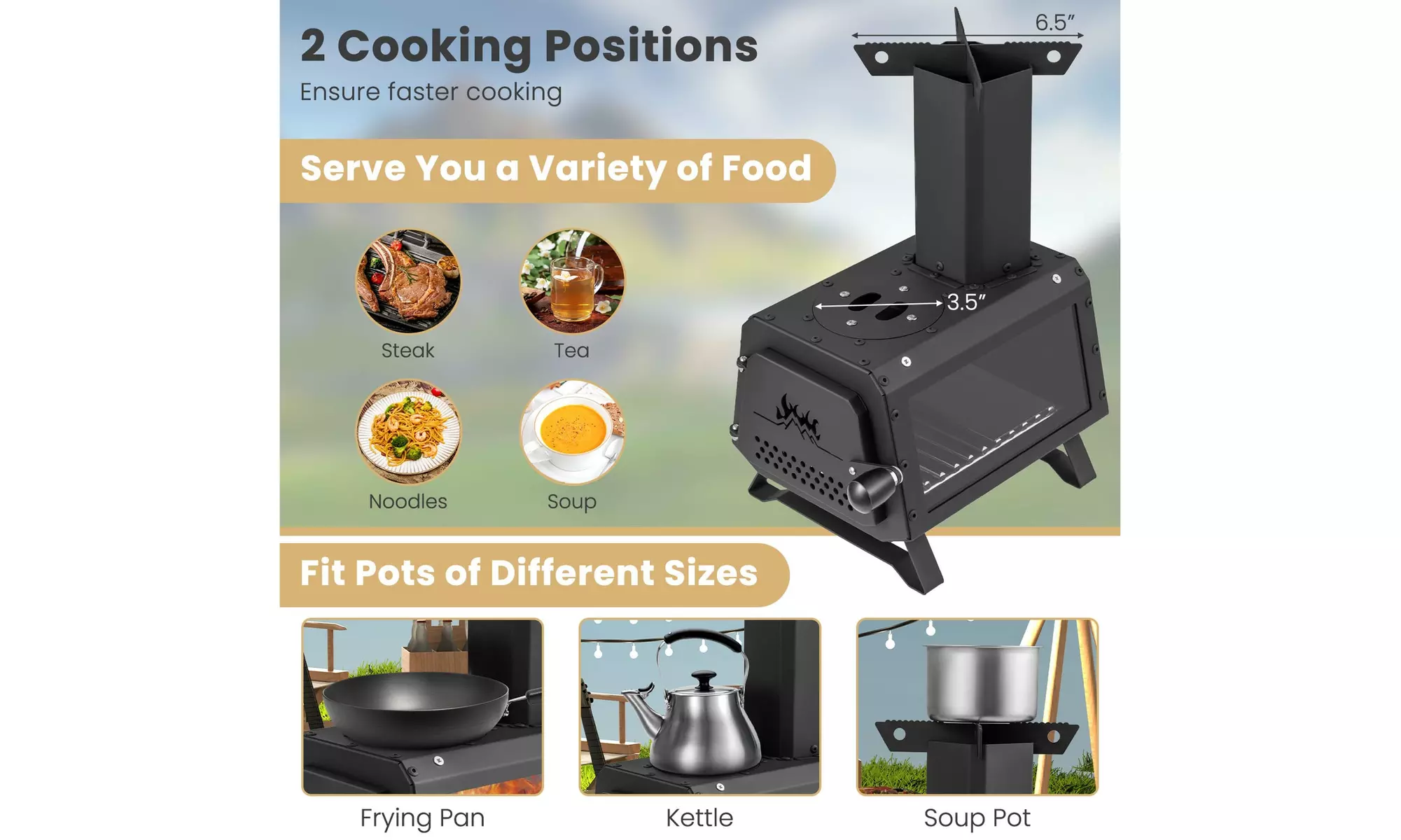Costway Portable Wood Burning Stove Wood Camping Stove Heater