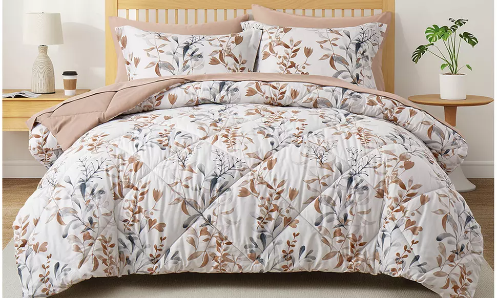 Peace Nest 5 or 7 PC Floral Printed Reversible Comforter & Sheets Set