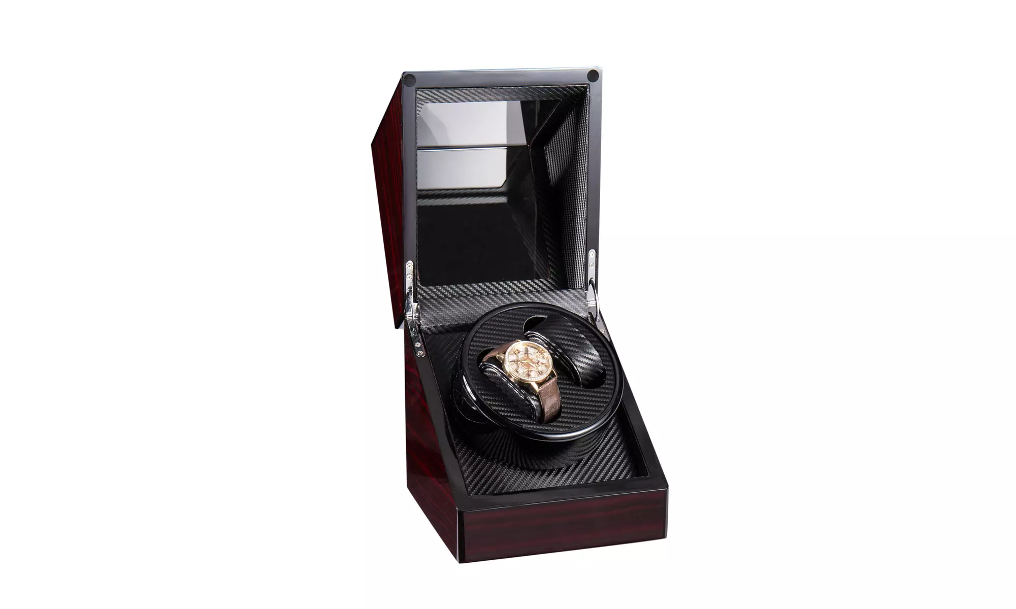 Single/Double Watch Winder Automatic Rotation Wood Watch Case Storage Organizer - Primary Image