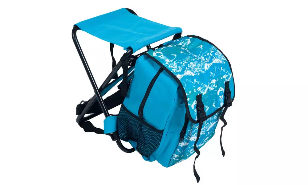 Stalwart Folding Stool and Backpack Combo - Blue - Primary Image