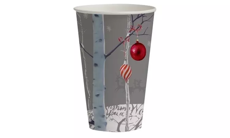 Creative Converting 207862 White Winter Christmas 12 oz. Cups - Second Medium