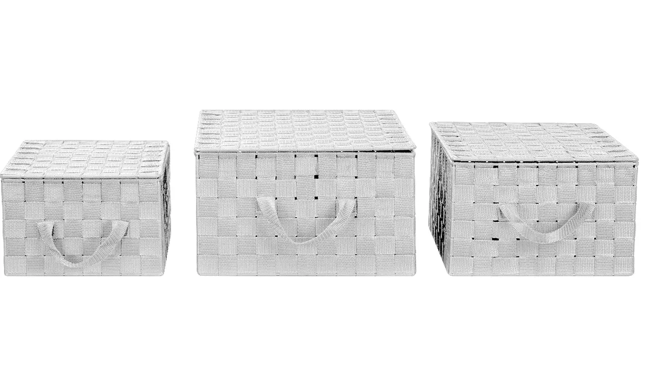 3-Pack Storage Box w/ Lid for Closet & Shelves - Woven Fabric Basket Organizer