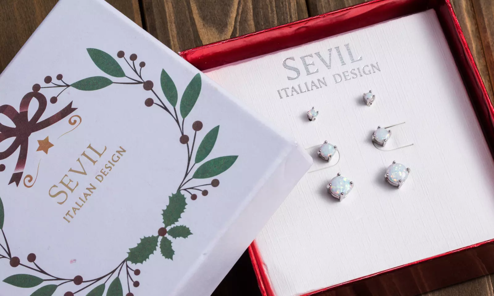 18k white gold plated Fire Opal Stud Set Peermont