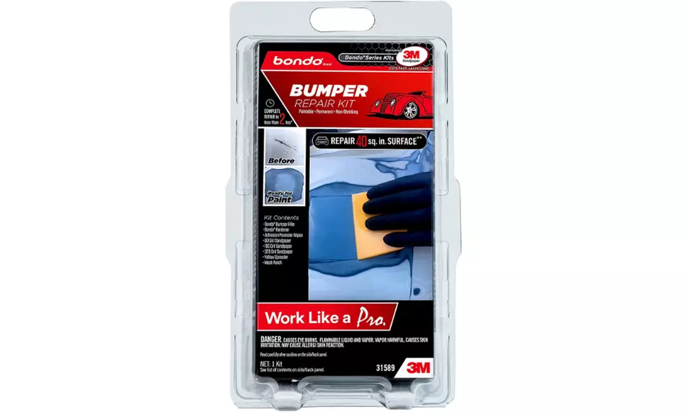 3M Bondo Bumper Repair Kit for Vehicles, Clamshell Pack #31589 - Second Medium