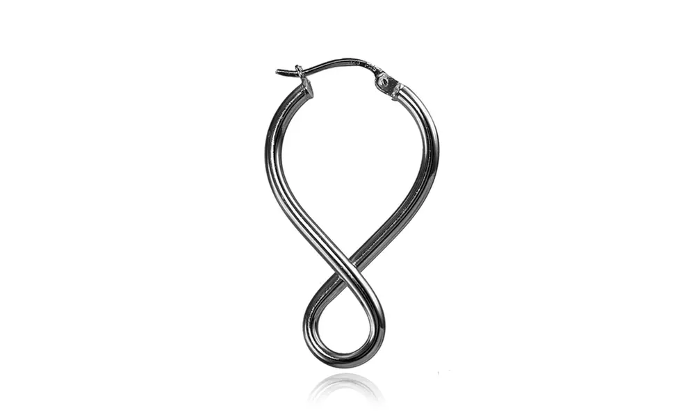 Black Flash Sterling Silver Square Tube Figure 8 Infinity Polished Drop Earrings