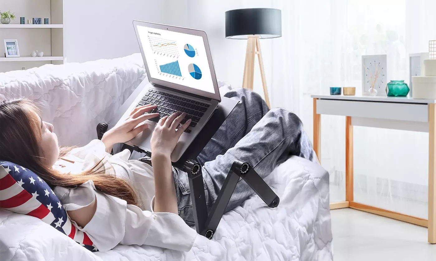 iMounTEK Adjustable Foldable Laptop Table Stand with Detachable Mouse Pad Board