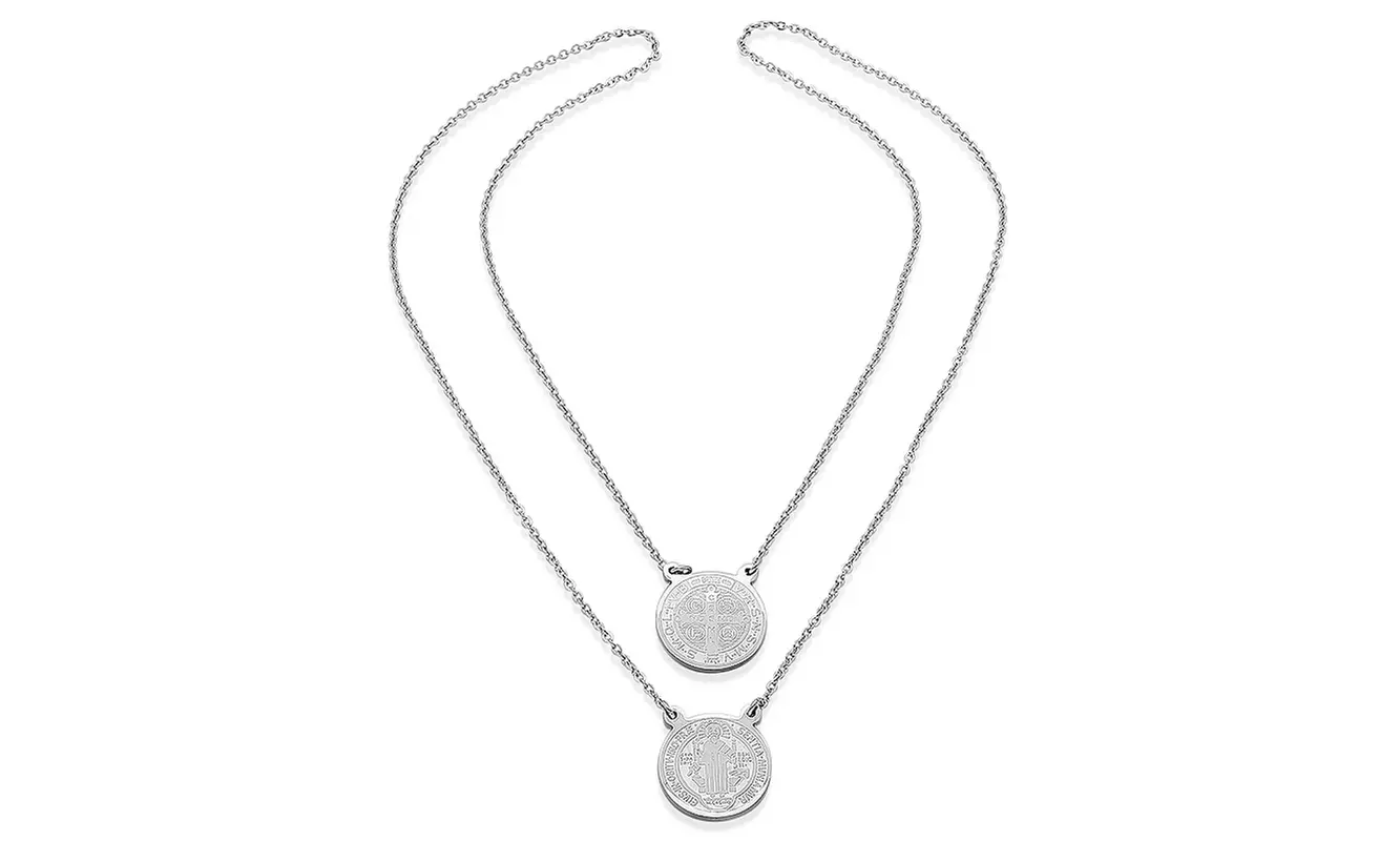 Men's Stainless Steel Reversible Scapular Necklace
