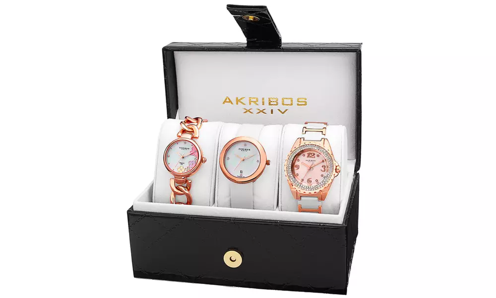 Akribos XXIV Women's Quartz Bracelet/Strap Watches Set AKGP887 - Primary Image