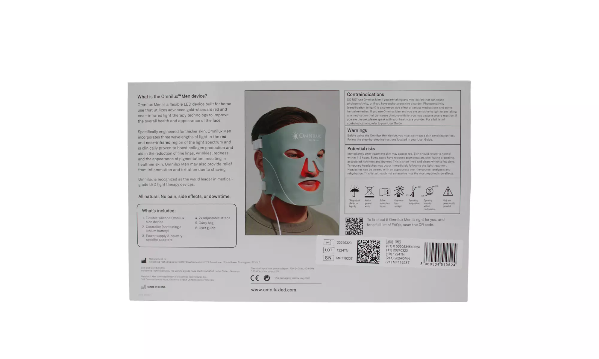 Omnilux Men Medical-Grade Anti-Aging LED Light Therapy Device - Second Medium