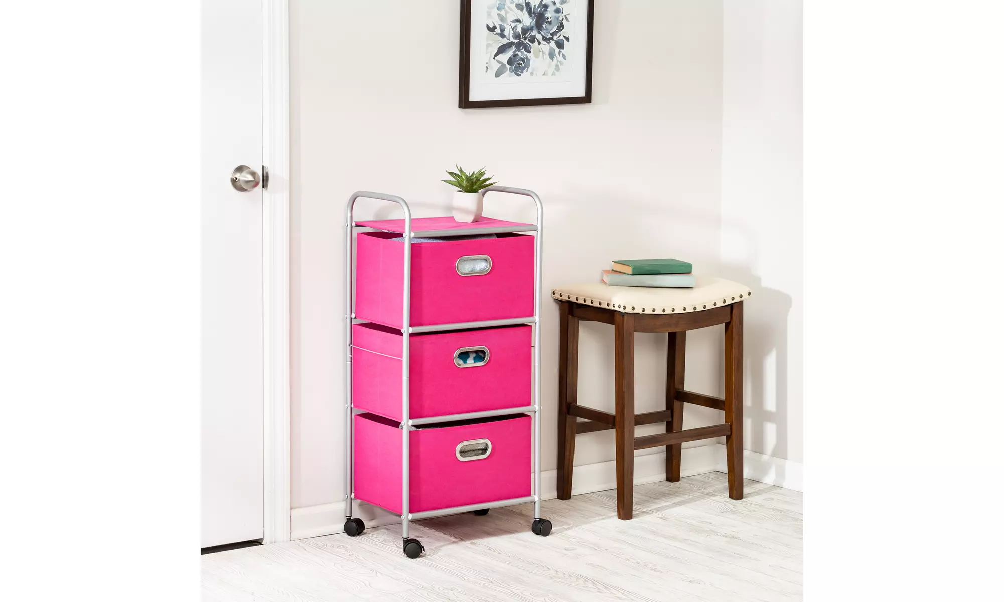 Pink 3-Drawer Storage Cart - Primary Image