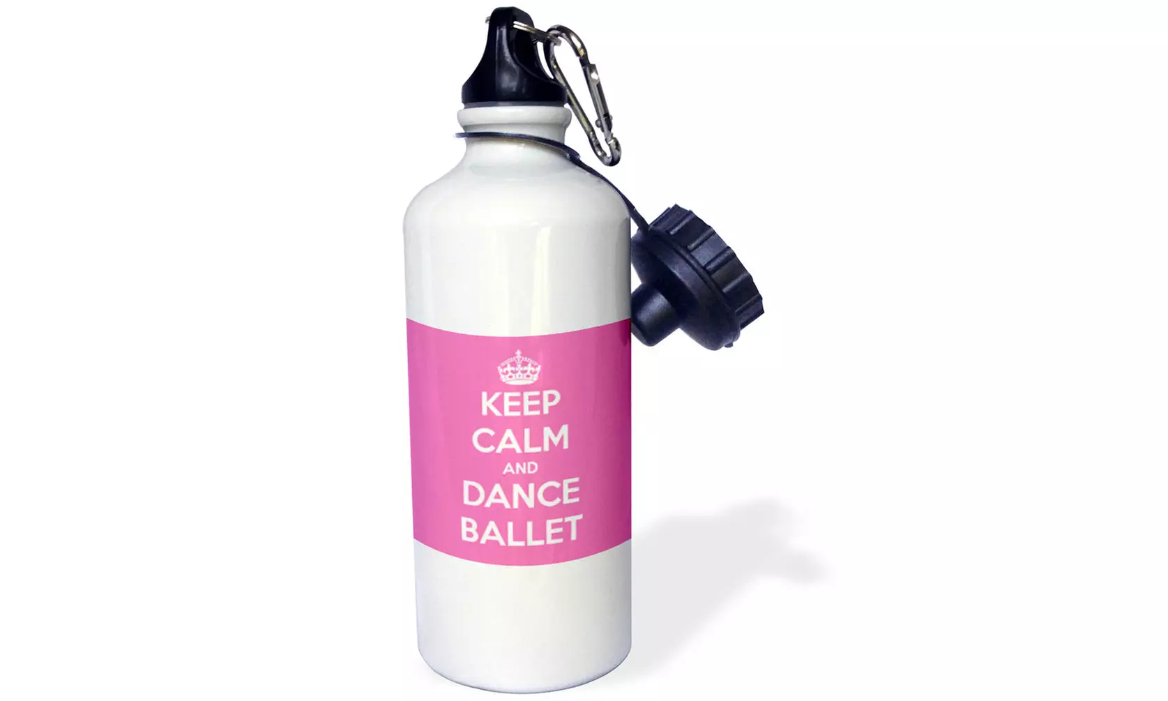 Water Bottle Keep calm and dance ballet, Pink and White - Primary Image