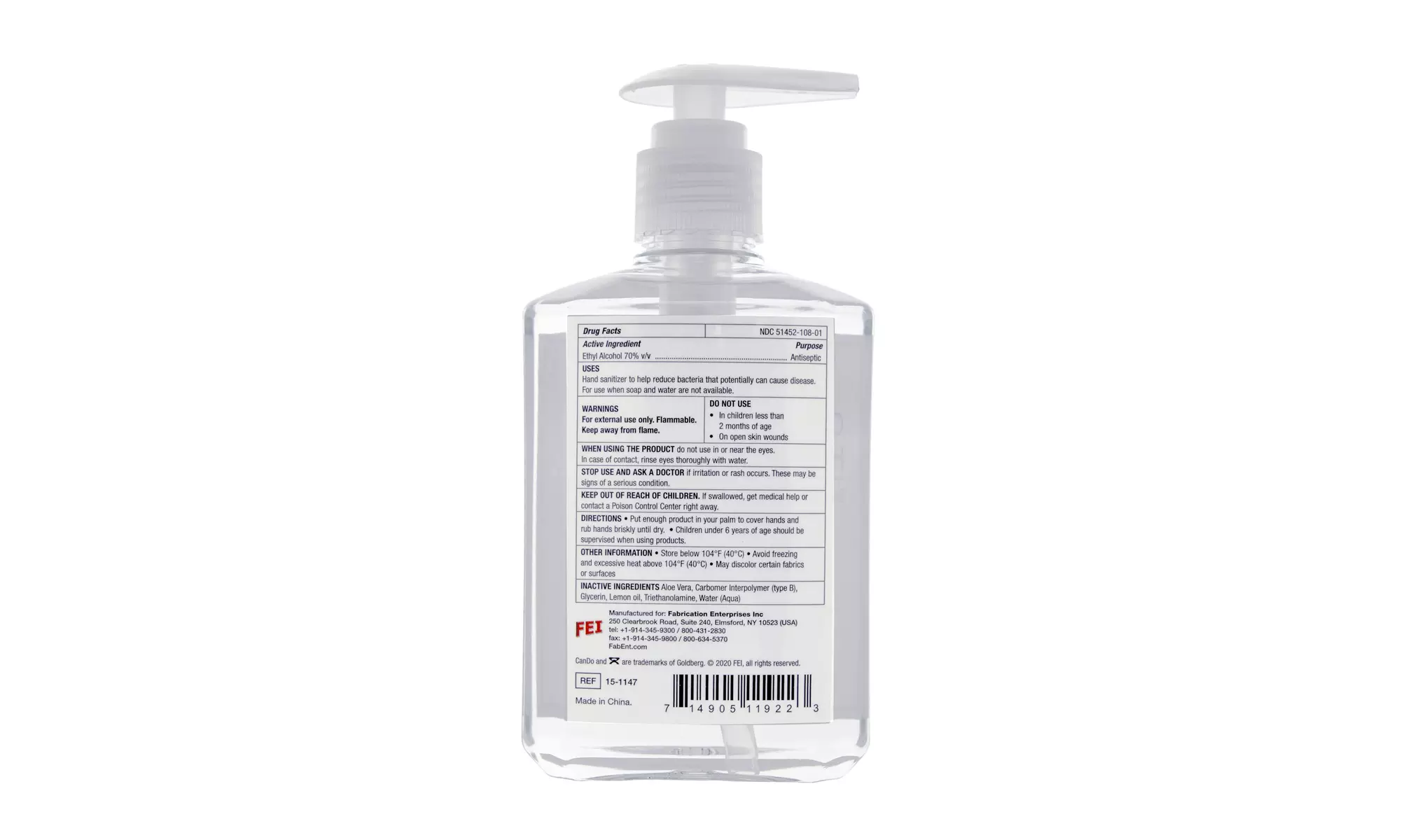 CanDo Ultra Hand Sanitizer with Aloe Vera, Pump Dispenser, 8 oz., Case of 12 - Second Medium