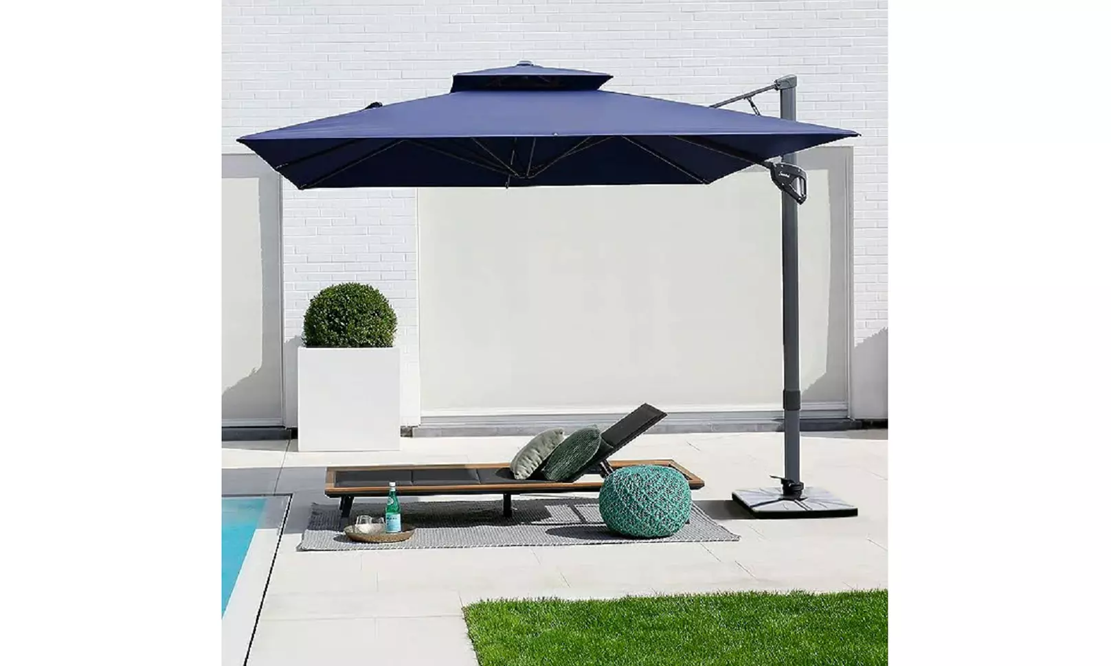 Large Double Top Cantilever Patio Umbrella with Thick Aluminum Frame - Primary Image