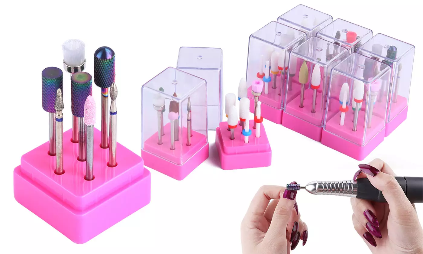 7 Pcs/set Nail Drill Bits Ceramic Head Nail Cuticle Polishing Manicure Tools - Primary Image