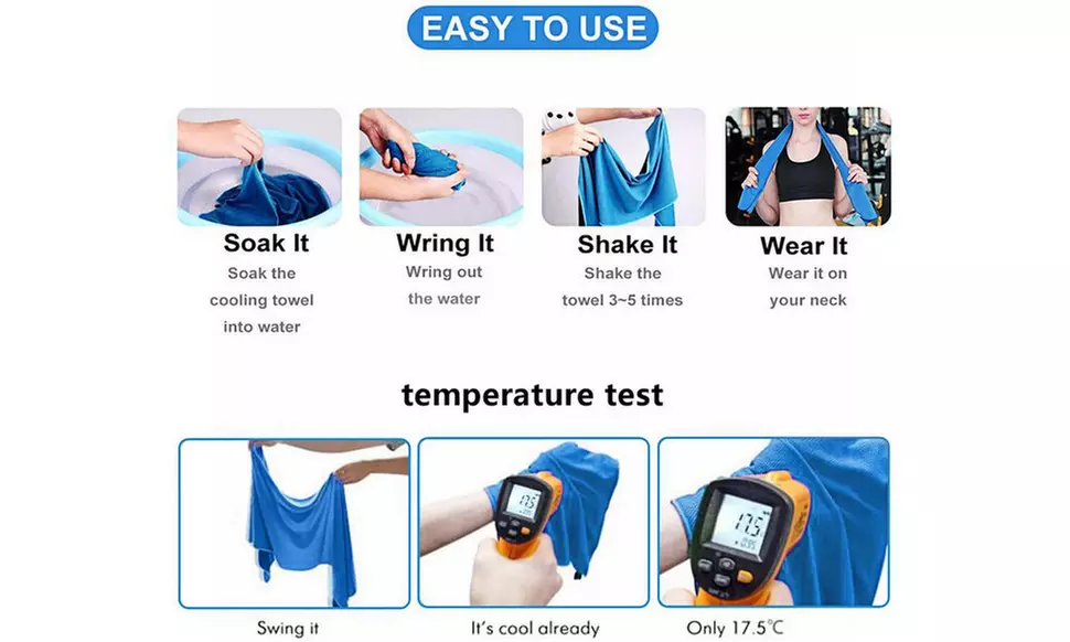 4-Pack Yoga Sport Gym Cooling Towel 40"x 12"