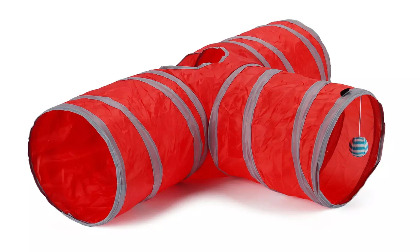 Collapsible 3 Way Play Interactive Pet Cat Tunnels Tube Toys for Indoor Cats