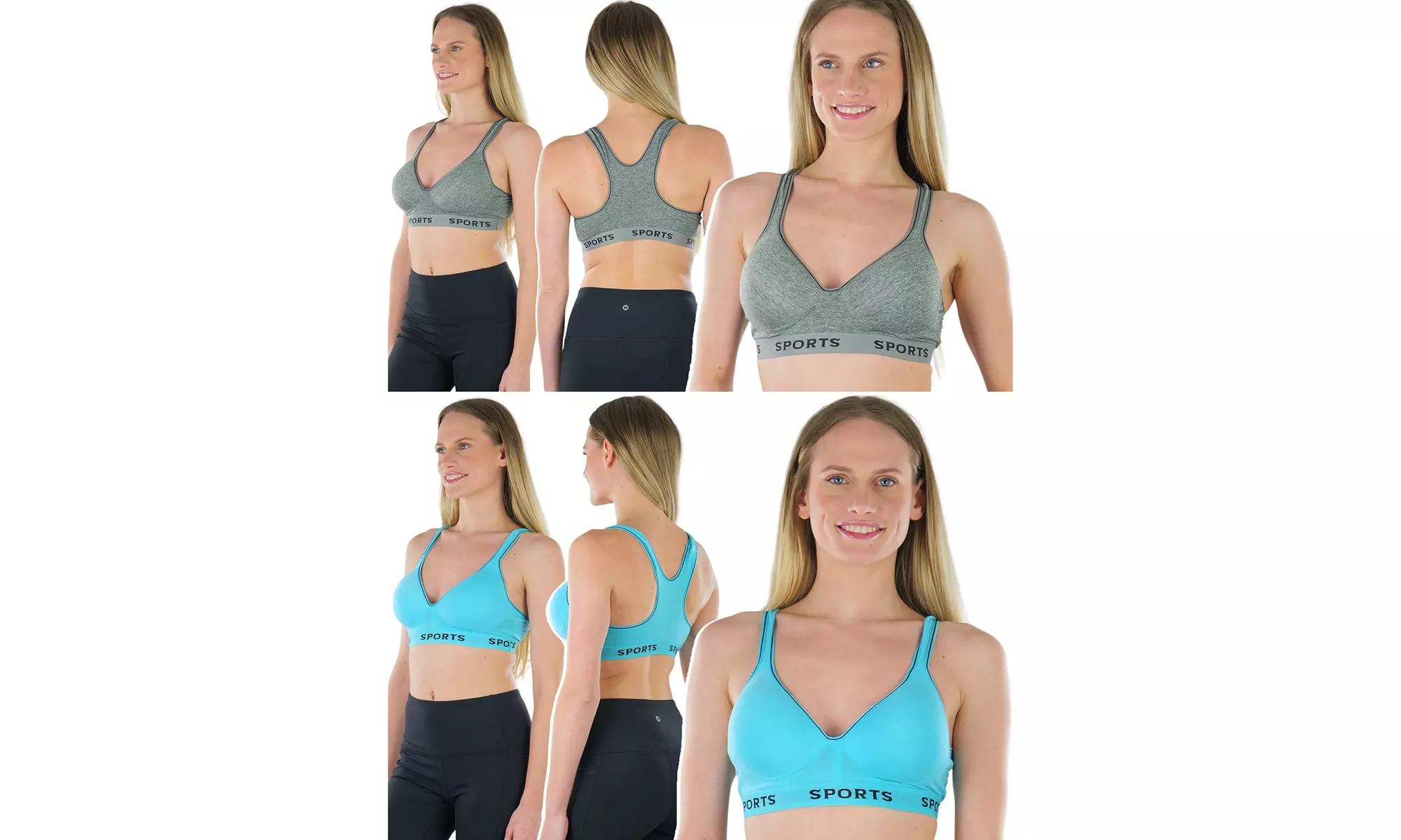 (6-Pack) Women's Random Assorted Print Sports Bras - Assorted