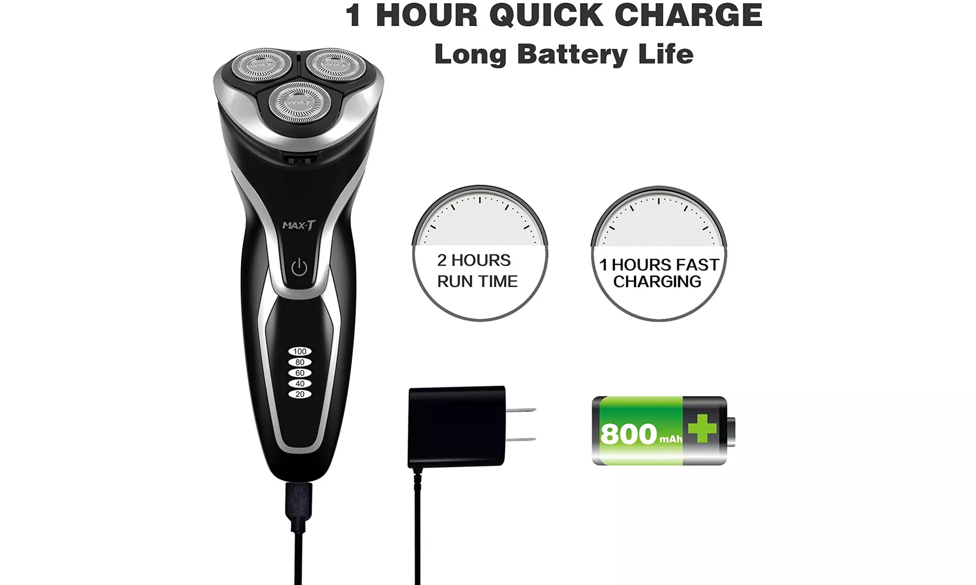 Electric Razor MAX-T Corded and Cordless Rotary Shaver for Men - Primary Image