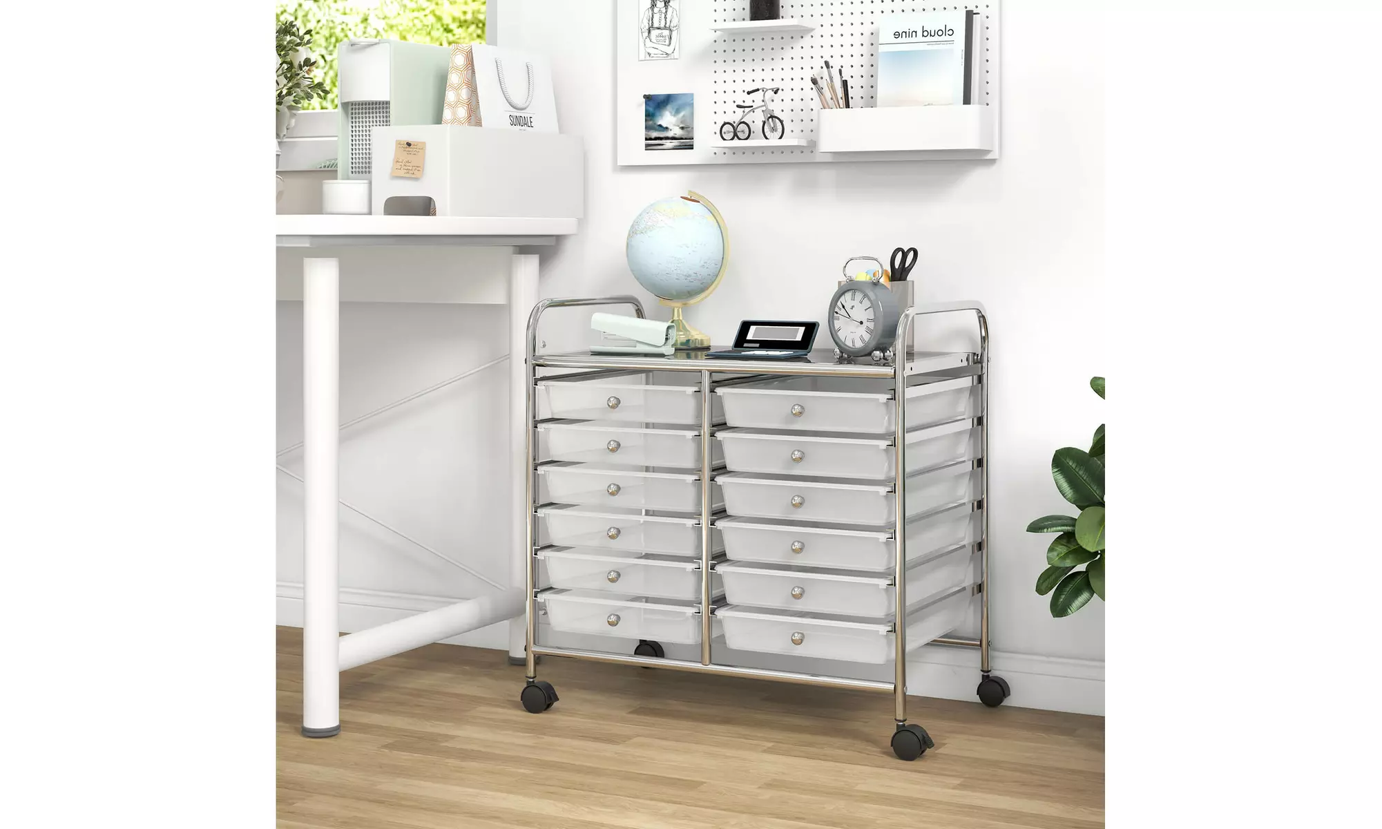 Costway 12 Drawers Rolling Cart Storage Scrapbook Paper Studio Organizer Bins
