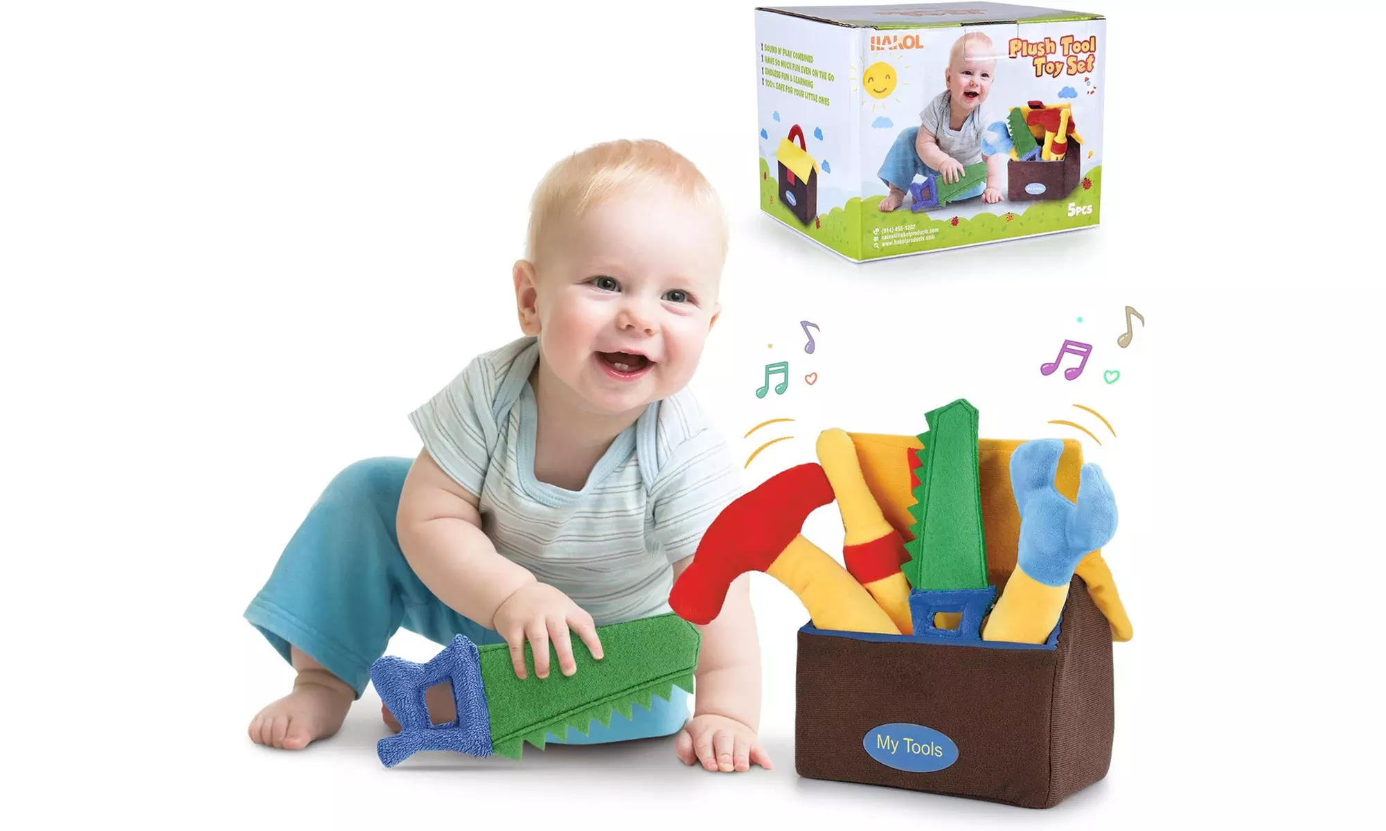 Plush Kids Learning Educative Tool Toys in Carrier Box 5 Pcs - Primary Image