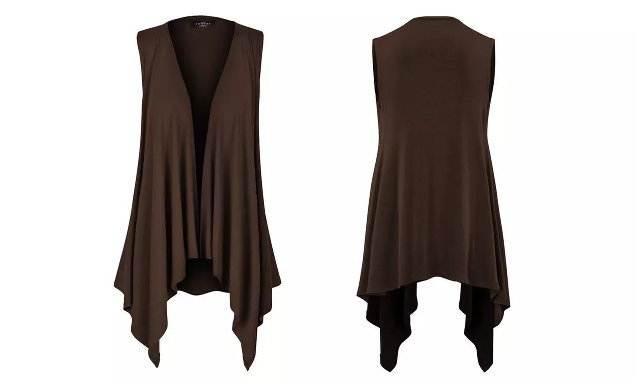Women's Lightweight Sleeveless Solid Open Front Drape Vest Cardigan