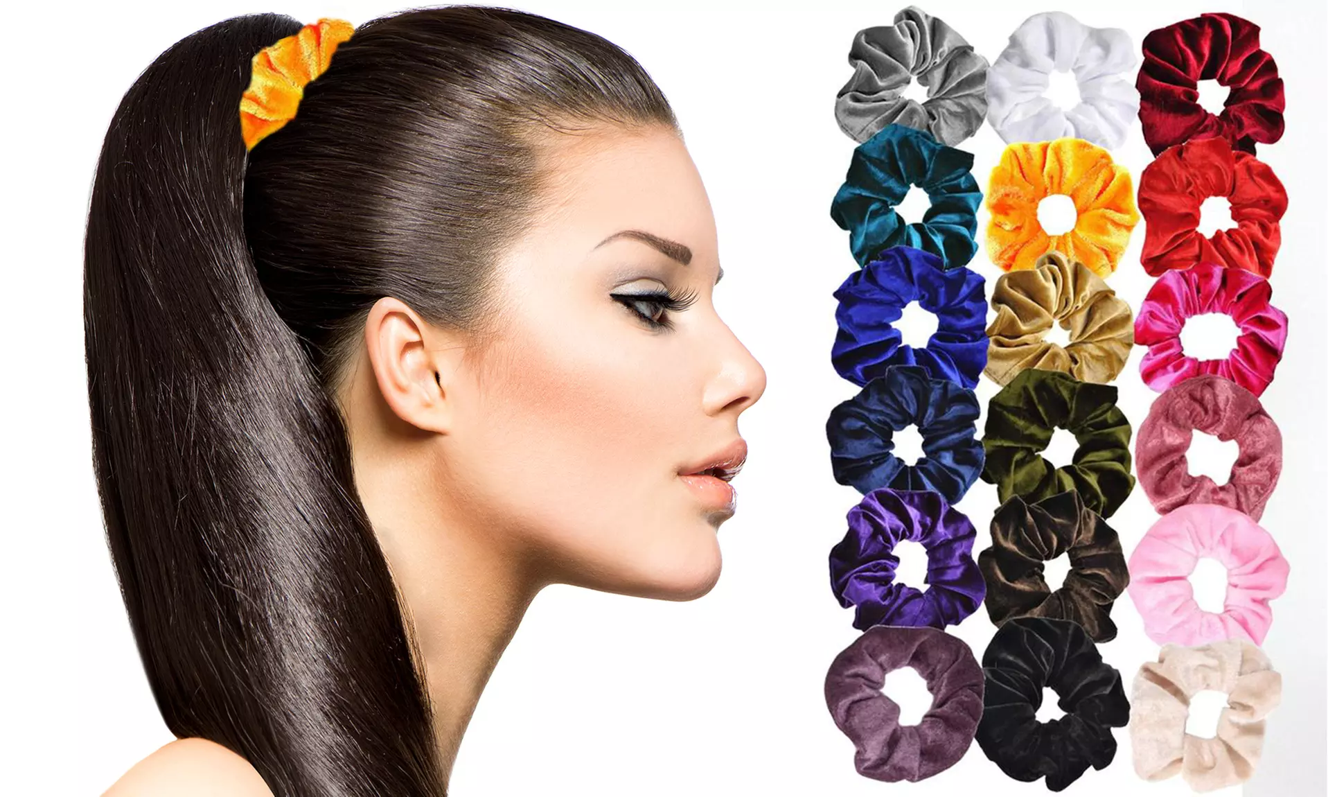 Brilliant Soft Velvet Elastic Hair Ties Scrunchies - 18 Pack