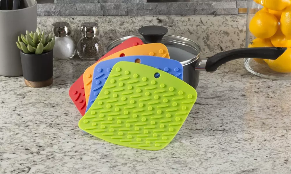 Multifunctional Silicone Pot Holder/Jar Opener/Garlic Peeler (4-Pack) - Primary Image