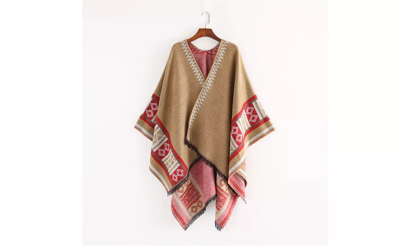 Women's Oversized Knitted Shawl Poncho - Second Medium
